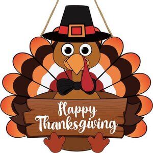 Thanksgiving Turkey Door Sign Happy Thanksgiving Wooden Front Doors Hanger